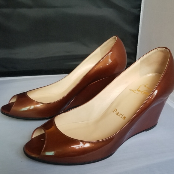 Christian Louboutin Shoes - Christian Louboutin leather peep toe wedges